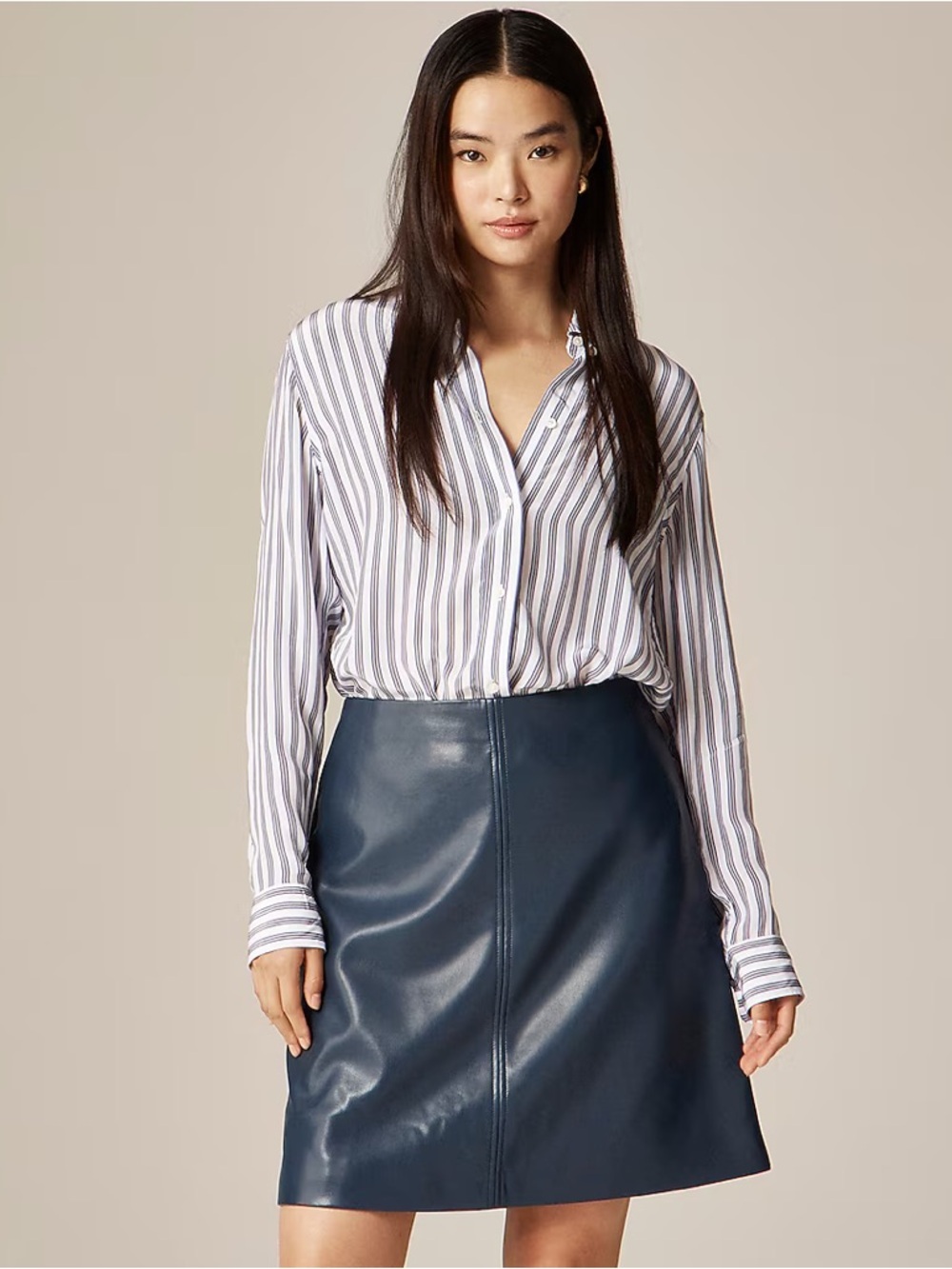 J.Crew Fairfax Skirt in Faux Leather in Ocean Navy Size 4